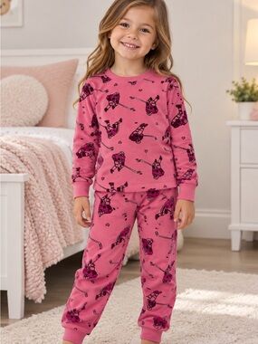 🏒 Carter’s Pink Hockey Themed Fleece 2-Piece Pajama Set  | Size 5